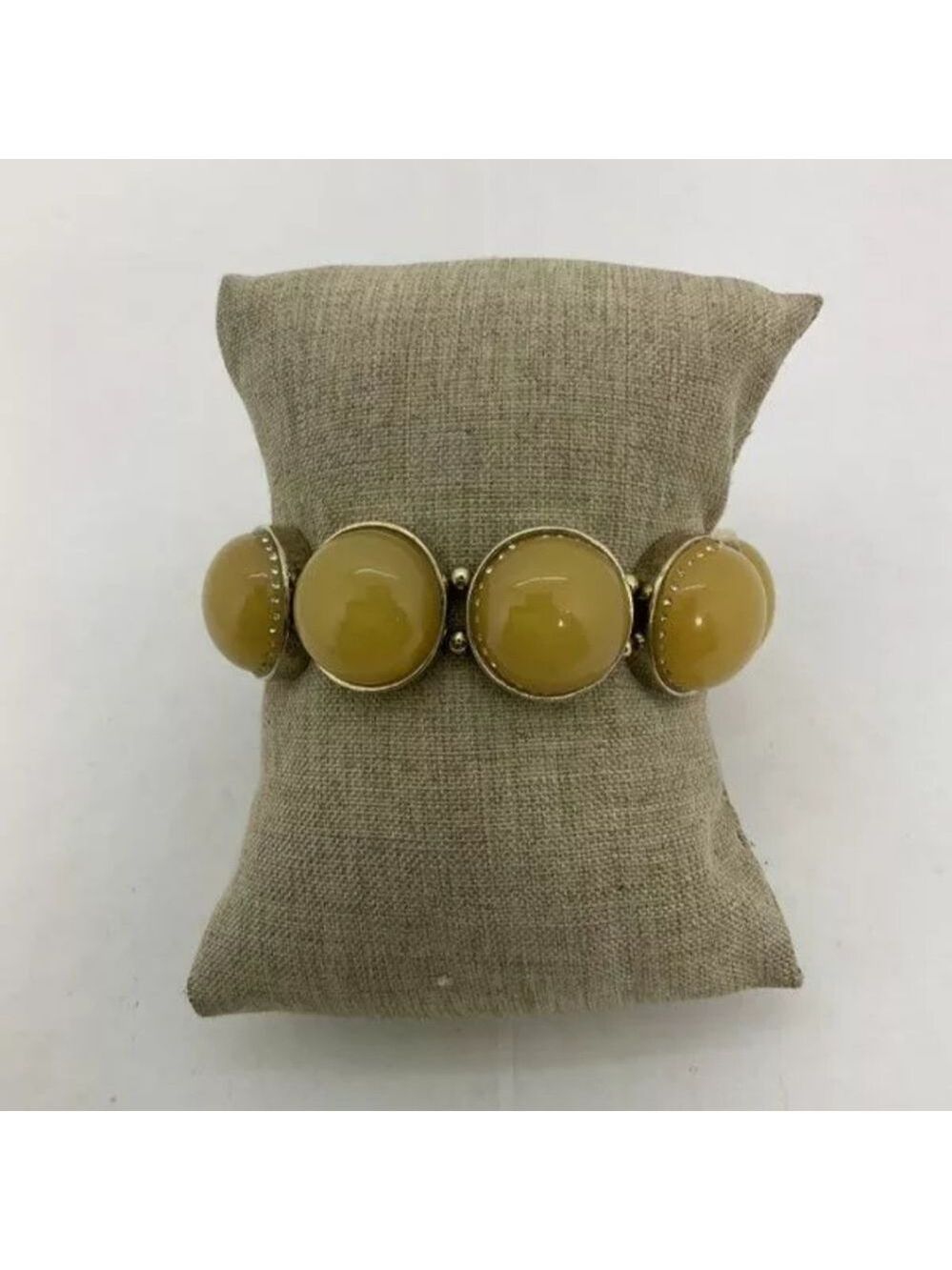Ann Taylor Vitage Yellow Cabochon Bib Necklace/Bracelet Set 17" - Picture 3 of 4